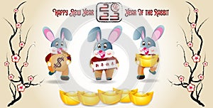 Happy new year 2023, Chinese new year, Year of the Rabbit