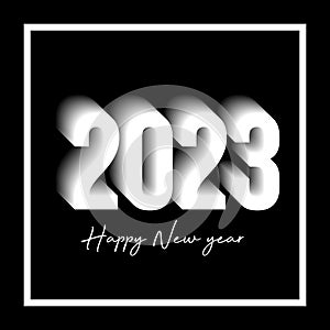 Happy new year 2023 date 3d illustration black and white color