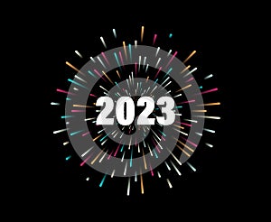 Happy new year 2023 firework bursting. Vector illustration