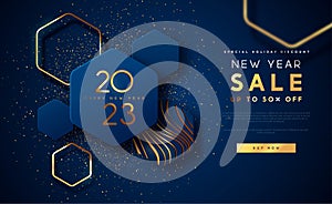 Happy New Year 2023 gold sale template background illustration