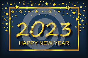 Happy New Year 2023 - greeting card, flyer, invitation - vector