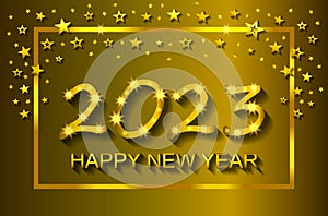 Happy New Year 2023 - greeting card, flyer, invitation - vector