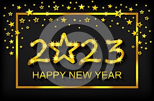 Happy New Year 2023 - greeting card, flyer, invitation - vector