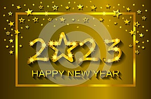 Happy New Year 2023 - greeting card, flyer, invitation - vector