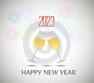 Happy New Year 2023 Greeting Card Holiday Vector Illustration