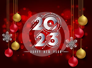 Happy New Year 2023 Greeting Card Holiday Vector Illustration