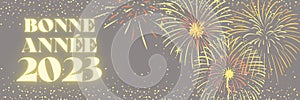 Happy New Year 2023 illustration in french langage with fireworks