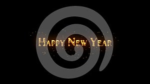 Happy New Year 2023 tittle animation on a black background with particles.