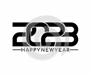 Happy new year 2023. White paper numbers and black numbers on black background. Holiday greeting card design.