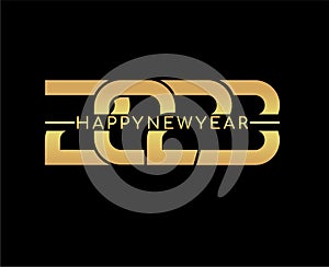 Happy new year 2023. White paper numbers and golden numbers on black background. Holiday greeting card design.