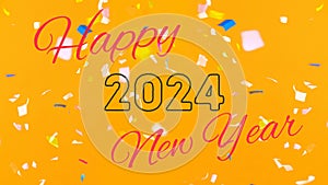 Happy new year 2024 background in yellow color greeting card happy new year