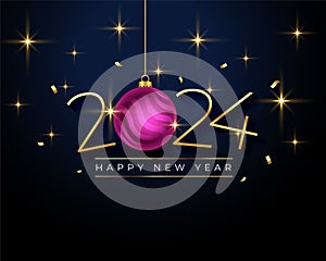happy new year 2024 bauble background with shiny effect