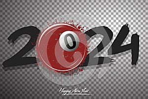 Happy New Year 2024 and billiard ball