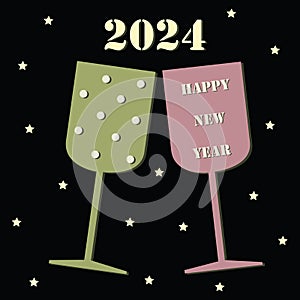 Happy New Year 2024 card vector illustration