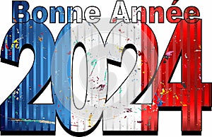 Happy New Year 2024 with France flag inside