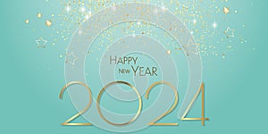 happy new year 2024 - Glitter gold stars background - party festive design