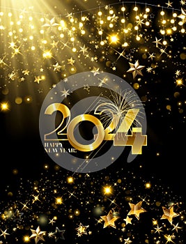 happy new year 2024 greeting card