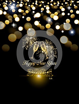 happy new year 2024 greeting card