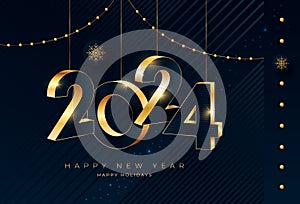 Happy New Year 2024 greeting card design template