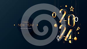 Happy New Year 2024 greeting card design template