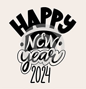 Happy New Year 2024. Isolated vector illustration