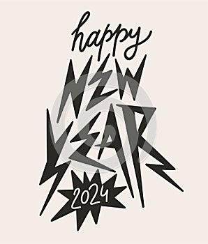 Happy New Year 2024. Isolated vector illustration