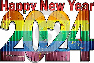 Happy New Year 2024 with LGBT flag inside