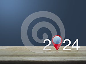 Happy new year 2024 map pointer navigation concept