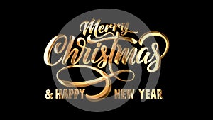 Happy new year 2024 and Merry christmas Typography Golden text animation on appear black background.