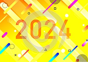 Happy new year 2024 with orange style dynamic shapes background