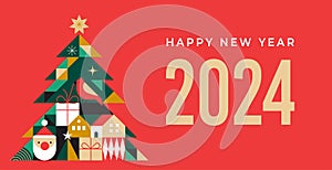 Happy New Year 2024, poster, banner and card design