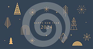 Happy New Year 2024, poster, banner and card design