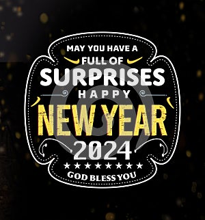 Happy New Year 2024 Social media post ready with text and graphics