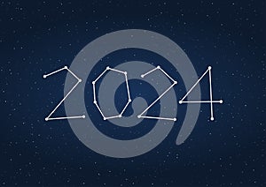 Happy New Year 2024 with stars texture on dark sky background