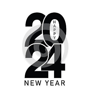 Happy New Year 2024 text design. for Brochure design template, card, banner. Vector illustration.
