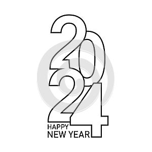 Happy New Year 2024 text design. for Brochure design template, card, banner. Vector illustration.