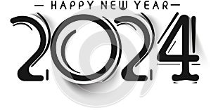 Happy New Year 2024 Text Typography Design Element flyer, banner design