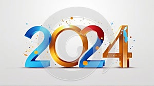 Happy new year 2024 White background