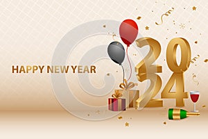 Happy New Year 2024 wishes seasonal greeting background