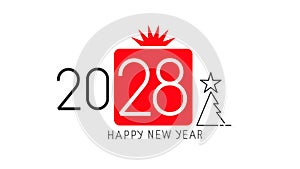 Happy New Year 2028 Design.Vector Illustration Brochure Design Template, Card, Banner. Vector Illustration