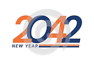 Happy New Year 2042 logo design, New Year 2042 text design isolated on white background