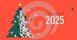 Happy New Year 2025, New Year background, banner, poster design. Modern minimalist geometric illustration, concept photo