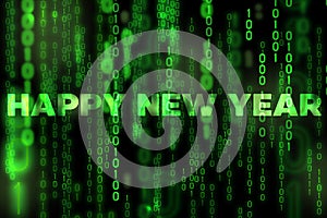 Happy new year background binary texture matrix theme