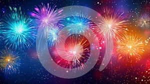 happy new year background with fire work generated by AI tool