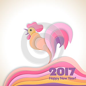 Happy new year background with rooster, symbol of 2017 on the Chinese calendar.