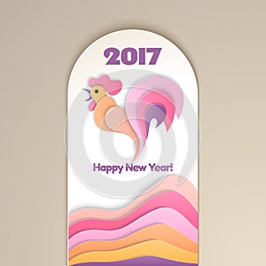 Happy new year background with rooster, symbol of 2017 on the Chinese calendar.