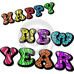 Happy New Year Banner Cartoon Colored Clipart