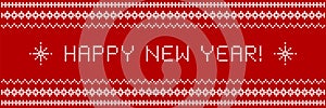 Happy new year! Banner concept as knitwear textile design.