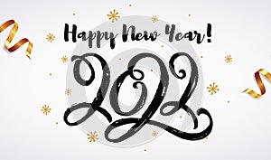 Happy New Year banner with hand lettering 2022