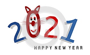 Happy New Year 2021 banner head cat style for seasonal holidays flyers  greetings and invitations  christmas themed